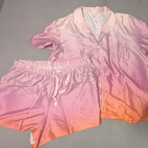 NWT Victoria's Secret Satin Pajama Set in Pink and Orange